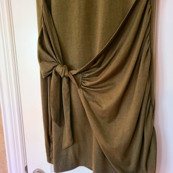 Lillusory Ruched Tee Shirt Tie Waist Dress Green XL - Picture 5 of 14